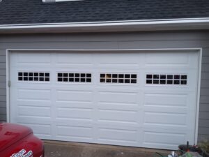 white garage door with small windows