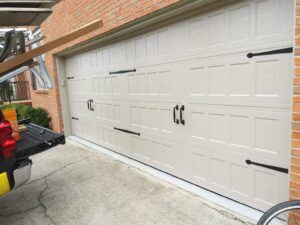 White garage door with windows