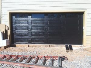 Black garage door